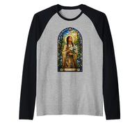 Saint Kateri Tekakwitha Catholic Gothic Mosaic Icon Art Raglan Baseball Tee
