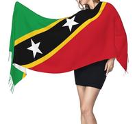 Saint Kitts And Nevis Flag Country Scarves With Tassel Lightweight Warm Scarf Fashion Shawl Wrap With Tassel