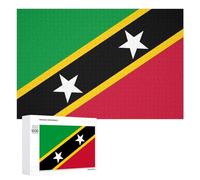 Saint Kitts And Nevis Flag Funny Wooden Puzzle Adults Difficult Jigsaw Puzzles with Storage Box for Family Game Birthday Gift