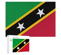 Saint Kitts And Nevis Flag Funny Wooden Puzzle Adults Difficult Jigsaw Puzzles with Storage Box for Family Game Birthday Gift