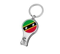 Saint Kitts and Nevis Flag Portable Metal Nail Clipper with Keychain Sharp Fingernail Clippers for Men Women