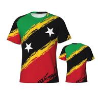 Saint Kitts and Nevis Flag Tee Workwear Casual Working Shirt Soft Gym T-Shirts for Running Summer Lounge M