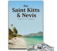 Saint Kitts And Nevis Jigsaw Puzzles for Teenagers 1000 Jigsaws,Stress Reliever Difficult Challenge Suitable for Desktop Decoration (38x52cm)