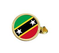 Saint Kitts And Nevis National Flag Gold Plated Domed Lapel Pin Badge in Gift Bag