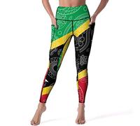 Saint Kitts and Nevis Paisley Flag Workout Yoga Pants High Waisted Stretch Leggings for Women XL