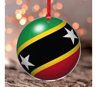 Saint Kitts And Nevis Stained Glass Window Hangings National Country Flags Sailor Sailing Round Ornament Keepsake International Flag Acrylic Christmas Bauble Gifts for Family Friends