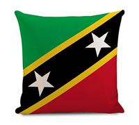 Saint Kitts And Nevis Throw Pillow Cover 18x18in Popular Countries National Flags Cotton Linen Square Pillow Covers Farmhouse Countries Flags Lumbar Pillow Shams for Sofa Couch Bedroom Living Room