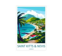 Saint Kitts And Nevis Travel Art Caribbean Canvas Poster Wall Art Decor Print Picture Paintings for Living Room Bedroom Decoration 24x36inch(60x90cm)