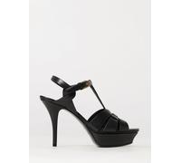 SAINT LAURENT Calfskin Leather Platform Sandals with High Stiletto Heel - Size: 38 - female