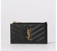 SAINT LAURENT Cassandre Grain de Poudre Leather Credit Card Holder - Size: OS - female