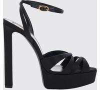 SAINT LAURENT Chandelle Satin Platform Sandals with High Square Heel - Size: 40 - female