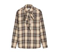 Saint Laurent Checked Tie-neck Cotton-blend Shirt - Multicoloured 1 - M (UK12 / M)