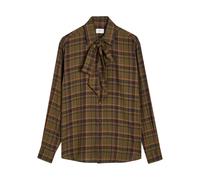 Saint Laurent Checked Tie-neck Cotton Shirt - Multicoloured 1 - M (UK12 / M)