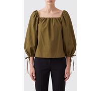 SAINT LAURENT Cotton-Blend Blouse with Puff Sleeves and Square Neckline - Size: 38 - female