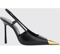 SAINT LAURENT Jeanne High-Heel Slingback Pumps in Leather with a Metal Toe - Size: 37 - female