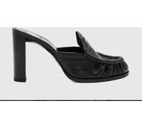 SAINT LAURENT Le Loafer High-Heeled Mules in Eel Leather with YSL Monogram - Size: 36 - female