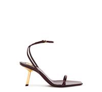 Saint Laurent Lee 75 Glossed Leather Sandals - Brown - 41 (IT41 / UK8)