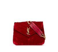 Saint Laurent Preloved Quilted Velvet Shoulder Bag With Chain Strap - Designer In Red Red One Size