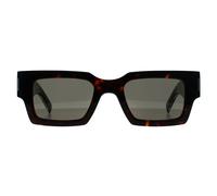 Saint Laurent Rectangle Dark Shiny Havana W Silver Grey Sl572 In Brown Brown