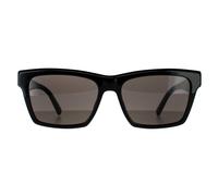 Saint Laurent Rectangle Shiny Black Dark Grey Sunglasses