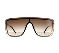 Saint Laurent Shield Unisex Gold Brown Gradient Sunglasses Metal - One Size