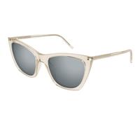 SAINT LAURENT SL 214 KATE THIN 004 Woman Sunglasses Acetate Beige Silver Cat Eye