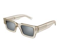SAINT LAURENT SL 572 003 Unisex Sunglasses Acetate Beige Silver Squared Mirror