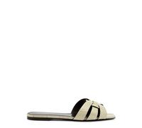 Saint Laurent Tribute Crocodile-effect Leather Sliders - Ivory - 36 (IT36 / UK3)