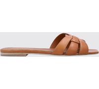 SAINT LAURENT Tribute Leather Mules with a Square Toe and Low Heel - Size: 36 - female