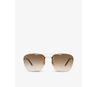Saint Laurent Womens Saint Laurent Ys000324 Rimless Pilot-Frame Metal Sunglasses Gold