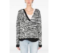 Saint Laurent zebra-print V-neck sweater - White XS-S