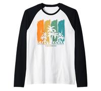 Saint Lucia Caribbean Palm Trees Beach Holiday Souvenir Raglan Baseball Tee
