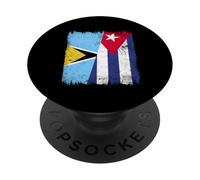 Saint Lucia Cuba Half Flag Saint Lucian Cuban Heritage PopSockets Adhesive PopGrip
