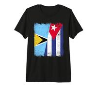 Saint Lucia Cuba Half Flag Saint Lucian Cuban Heritage Premium T-Shirt