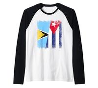 Saint Lucia Cuba Half Flag Saint Lucian Cuban Heritage Raglan Baseball Tee