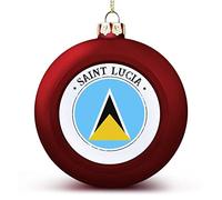 Saint Lucia Flag Christmas Balls Ornaments - National Flag Keepsake - Red Saint Lucia Hanging Ornaments Balls for Christmas Trees Merry Christmas Baubles New Year for Family