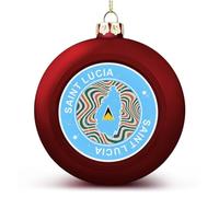 Saint Lucia Flag Christmas Balls Ornaments - National Flag Keepsake - Red Saint Lucia Hanging Ornaments Balls for Christmas Trees Merry Christmas Baubles New Year for Family