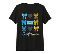 Saint Lucia Flag Coquette Bow St Lucian Girls Women Premium T-Shirt