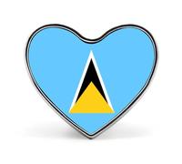 Saint Lucia Flag Cute Enamel Brooch Badges Pin Heart Lapel for Hat Jacket Bag Decor 0.8 X 1 in