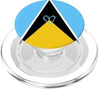 Saint Lucia Flag Saint Lucian Heart Proud Heritage National PopSockets PopGrip for MagSafe