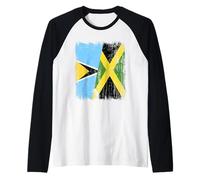 Saint Lucia Jamaica Half Flag Saint Lucian Jamaican Heritage Raglan Baseball Tee