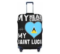 Saint Lucia Lucian Heart Flag Universal Stretch Suitcase Cover Carry On Luggage Sleeve Anti Scratch Travel Baggage Protector for Unisex Women Travel X-Large