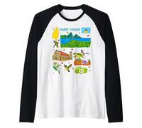 Saint Lucia Map Souvenir, Caribbean Island Travel & Culture Raglan Baseball Tee