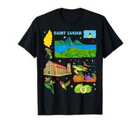 Saint Lucia Map Souvenir, Caribbean Island Travel & Culture T-Shirt