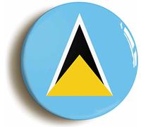 Saint Lucia National Flag Button Badge (2inch / 50mm diameter)