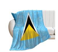 Saint Lucia Paisley Flag Flannel Throw Blanket Personalised Lightweight Warm Winter Blankets for Bed Sofa 30"*40"（76 * 100cm）