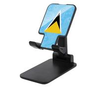 Saint Lucia Paisley Flag Plastic Phone Stand Foldable Cellphone Holder for Desk Adjustable Accessories