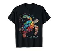 Saint Lucia Vintage Surfer Tribal Sea Turtle St. Lucia T-Shirt, Men, Black, 6X-Large