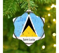 Saint Lucia Xmas Ornament National Country Flags Sailing Round Christmas Tree Ornament Ceramic Personalized America Country Asia Africa Flags Christmas Keepsake for Holidays Home Decor