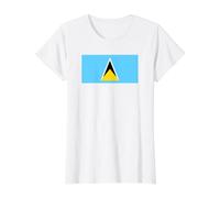 Saint Lucian Flag of Saint Lucia Value Graphic T-Shirt, Women, White, S